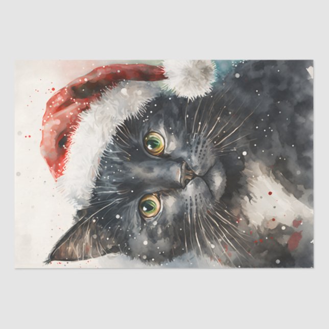 Papel De Seda Gato de Natal bonito (Frente )