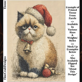 Papel De Seda Gato de Natal Mal-Humorado Fofo Decoupage EB1R
