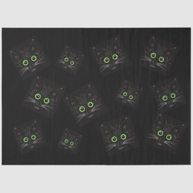 Papel De Seda Gato De Olhos Verdes Sorridentes (Frente )