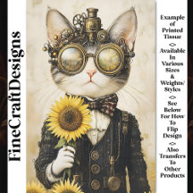 Gato Fantasia Steampunk, Girassóis AL1H Decoupage