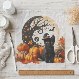 Papel De Seda Gato Fofo de Halloween Lua Abóbora