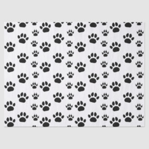 Papel De Seda Gato Fofo e Cachorro Pet Pegadas da Pata Preto Bra