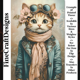 Papel De Seda Gato Fofo e Excêntrico Steampunk + Cachecol BH2 De