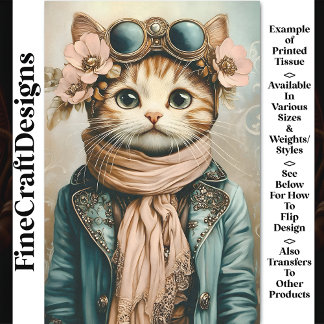 Papel De Seda Gato Fofo e Excêntrico Steampunk + Cachecol BH3 De