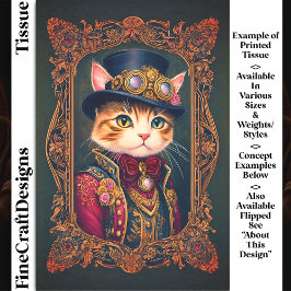 Papel De Seda Gato Fofo Steampunk, Cartola, Moldura DG4RG Decoup