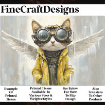 Gato Fofo Steampunk Com Asas, Decoupagem Rain AX8