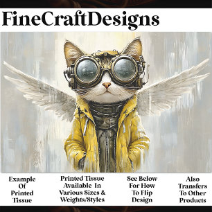 Papel De Seda Gato Fofo Steampunk Com Asas, Decoupagem Rain AX8