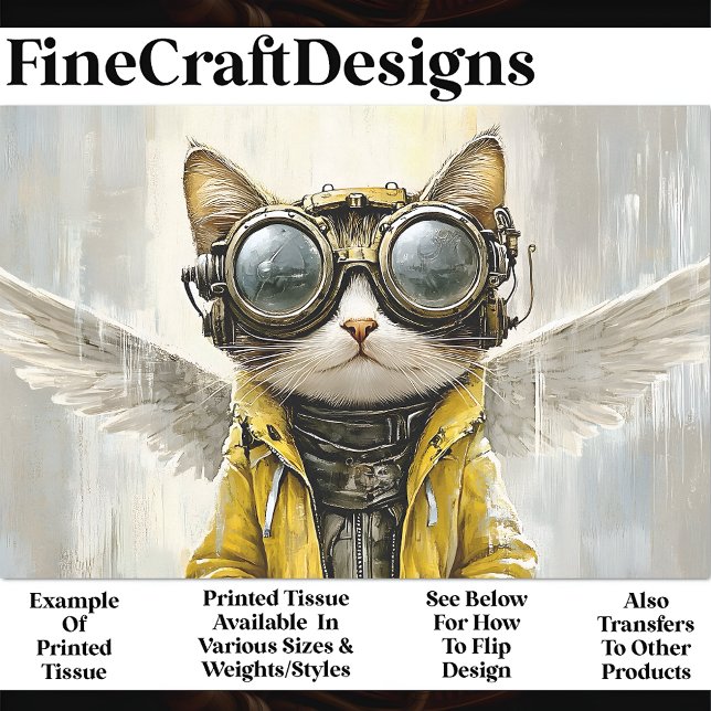 Papel De Seda Gato Fofo Steampunk Com Asas, Decoupagem Rain AX9 (Criador carregado)