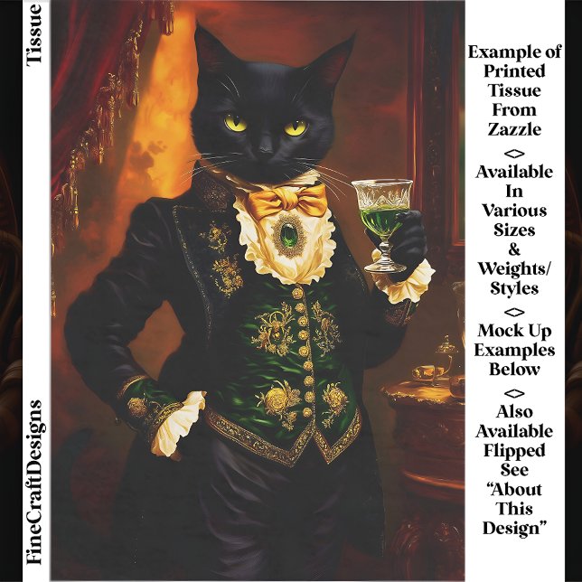 Papel De Seda Gato Gótico Vitoriano com Decoupage de Absinto EG9 (Criador carregado)