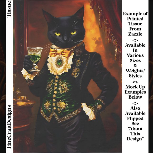 Papel De Seda Gato Gótico Vitoriano com Decoupage de Absinto EG9 (Criador carregado)