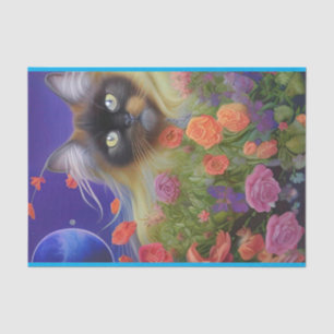 Papel De Seda Gato Himalaia nas Flores