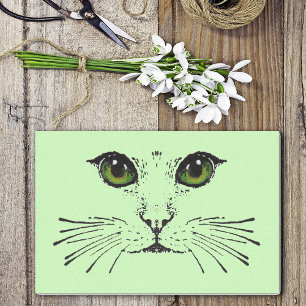 Papel De Seda Gato Misterioso Enfrenta Olhos Verdes Longos Grita