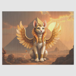 Papel De Seda Gato Místico Asalado Esfinge - Arte Fantástica Egí