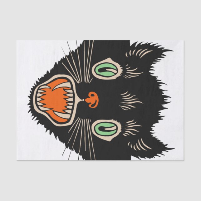Papel De Seda Gato Negro Assustado Do Dia Das Bruxas (Frente )