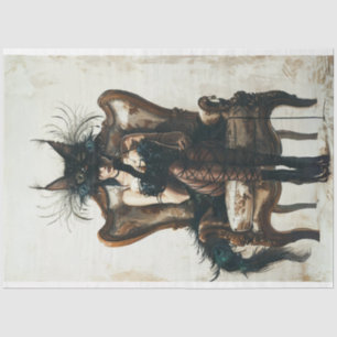 Papel De Seda Gato negro em desligar preto e pavão