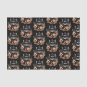 Papel De Seda Gato Negro no Padrão de Chapéu de Bruxa Negra