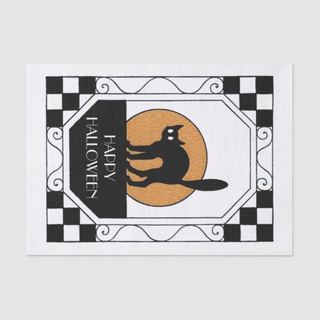 Papel De Seda Gato Negro Spooky - Art Deco (Frente )
