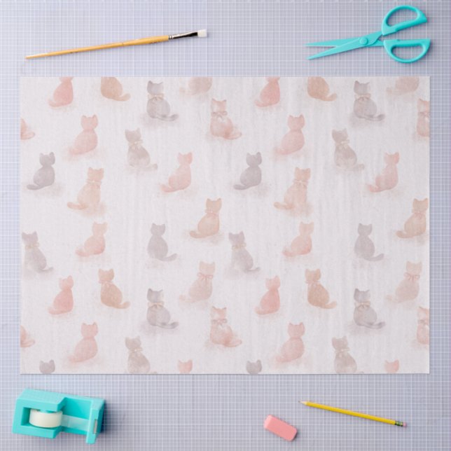 Papel de Seda Gato Pastel Macio (Arte )