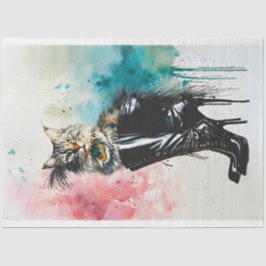 Papel De Seda Gato Persa na Desconexão de Boot Preto