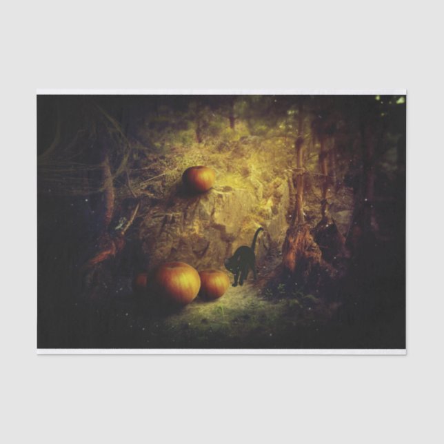 Papel De Seda Gato Preto, Abóboras e Decoupage de Halloween (Frente )