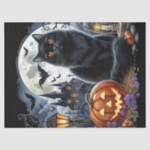 Gato Preto Assustador do Halloween Decoupage