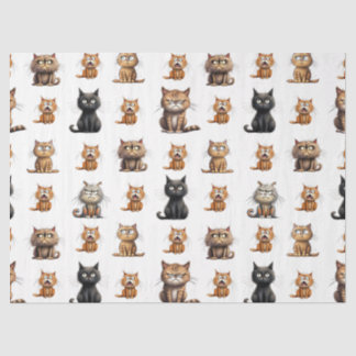 Papel De Seda gato preto bravo, cinza e gato marrom