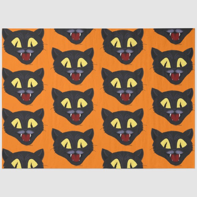 Papel De Seda Gato Preto de Halloween (Frente )