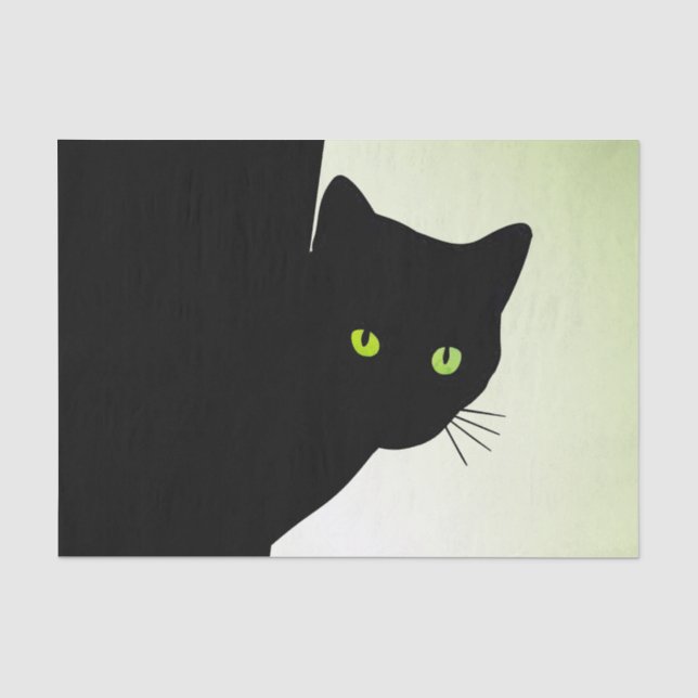 Papel De Seda Gato Preto de Olhos Verdes (Frente )