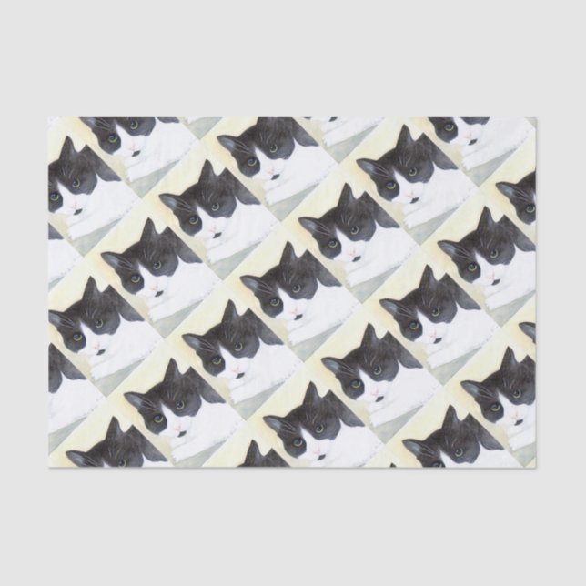 Papel De Seda Gato Preto e Branco (Frente )
