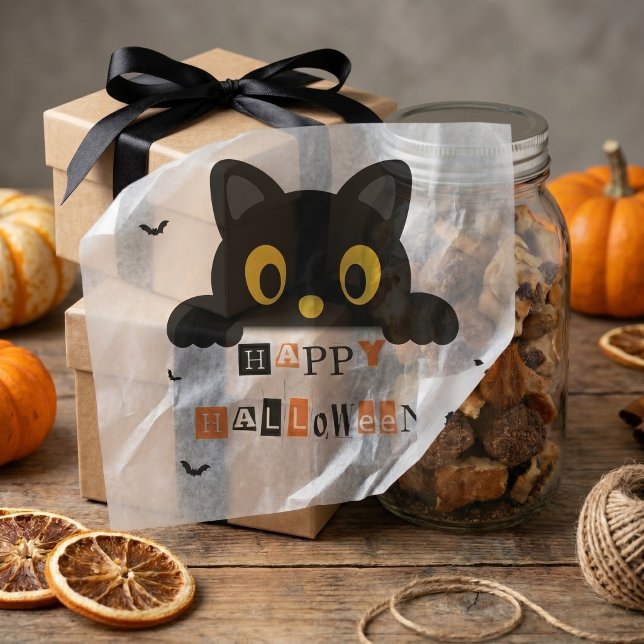 Papel De Seda Gato Preto Fofo de Halloween (Criador carregado)