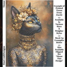 Gato Preto Real em Retrato Dourado Decoupagem EB3R