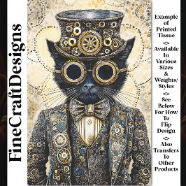 Papel De Seda Gato Preto Steampunk Vitoriano Rico Decoupage AB6