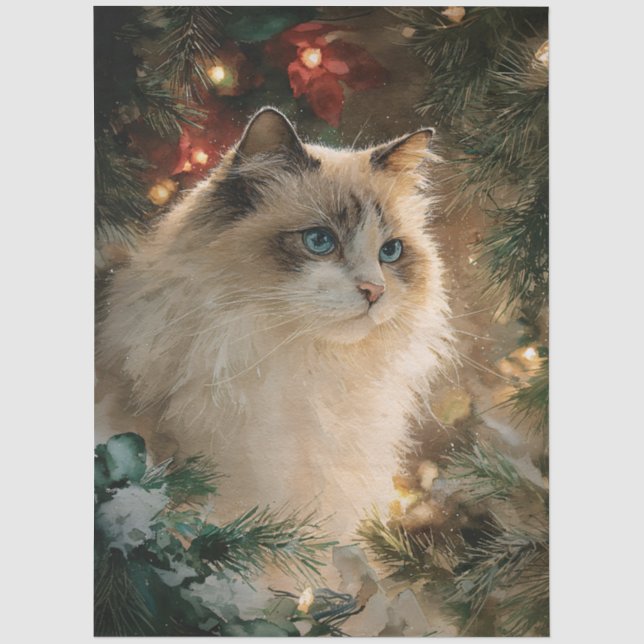 Papel De Seda Gato Ragdoll Natal Decoupage (Frente )