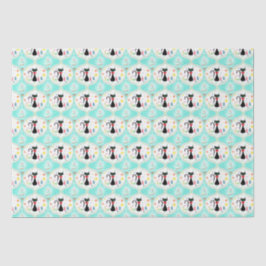 Papel De Seda Gato Siamês de Natal Retro Ogee 
