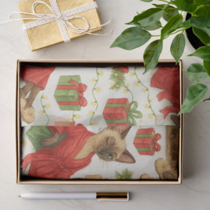 Papel de Seda Gato Siamês Glam Divertido Natal