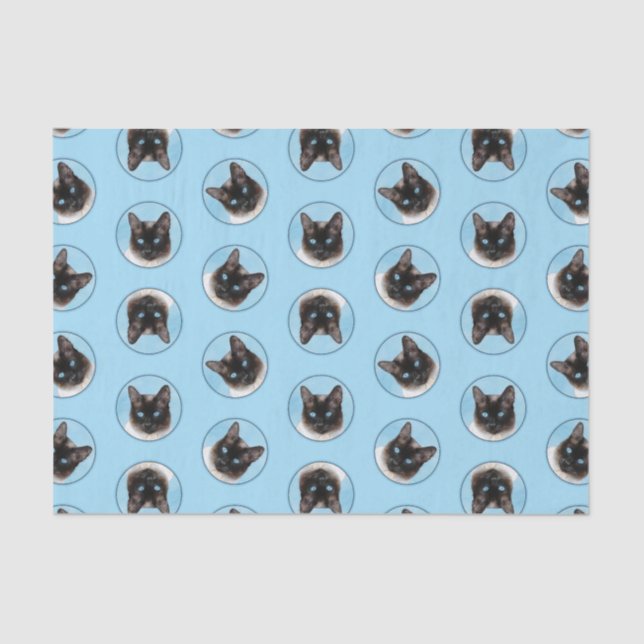 Papel De Seda Gato Siamês, Retrato, Pintura, Arte Original (Frente )