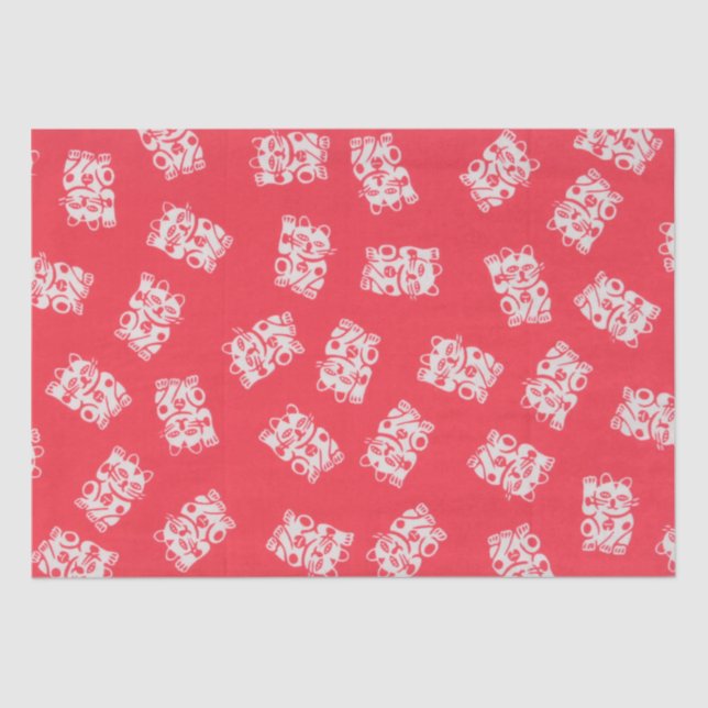Papel De Seda Gato Sortudo Japonês (Maneki-neko) (Frente )