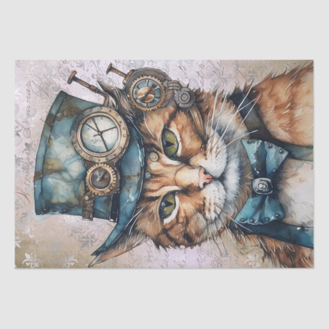 Papel De Seda Gato Steampunk (Frente )