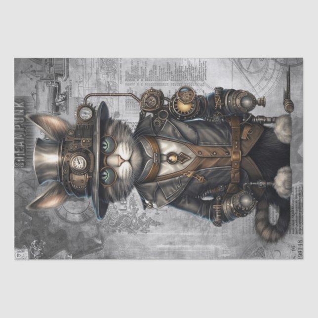 Papel De Seda Gato Steampunk (Frente )