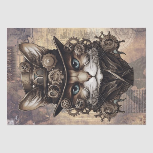 Papel De Seda Gato Steampunk (Frente )
