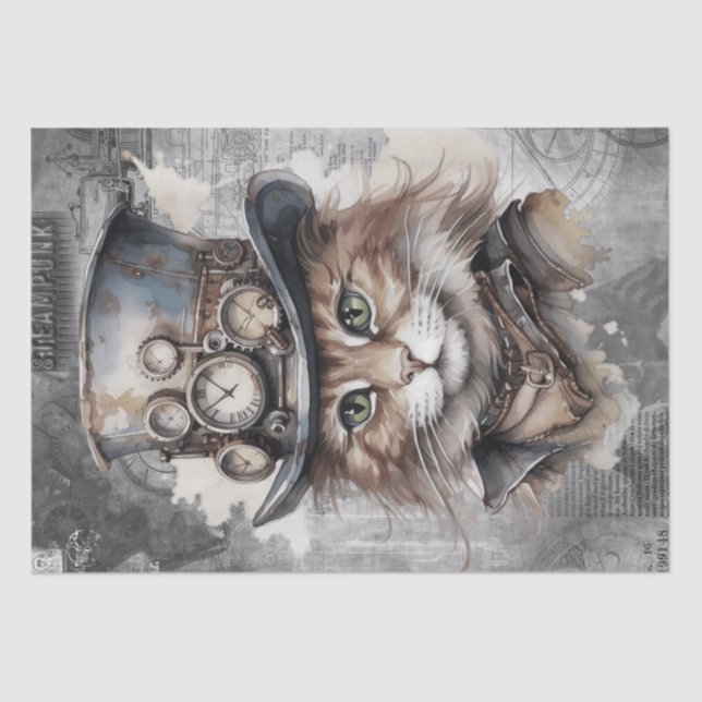 Papel De Seda Gato Steampunk (Frente )