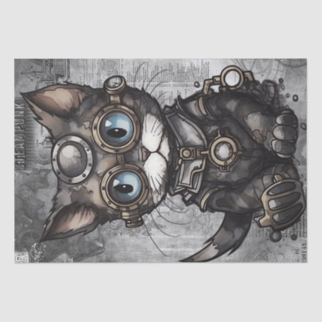 Papel De Seda Gato Steampunk (Frente )