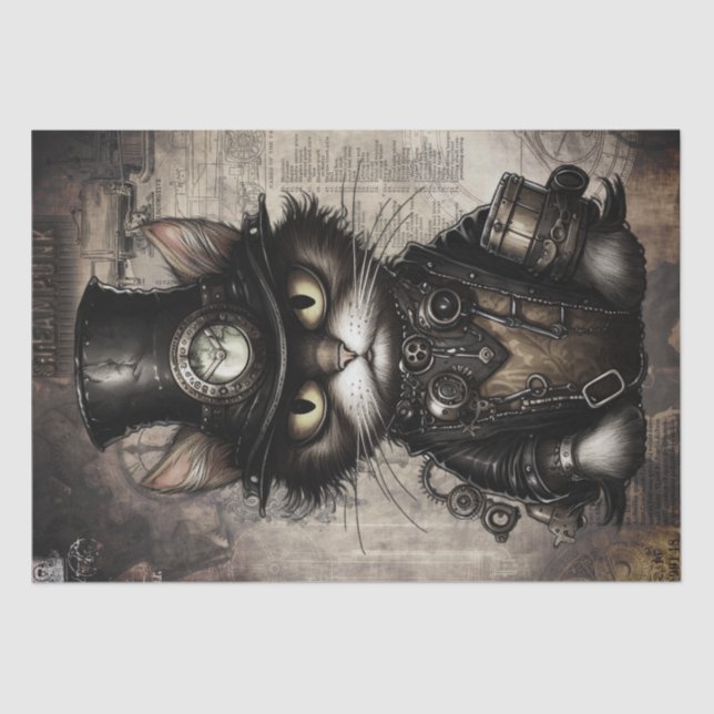 Papel De Seda Gato Steampunk (Frente )