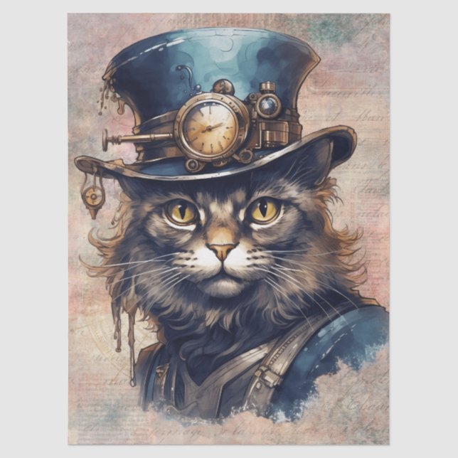 Papel De Seda Gato Steampunk (Frente )