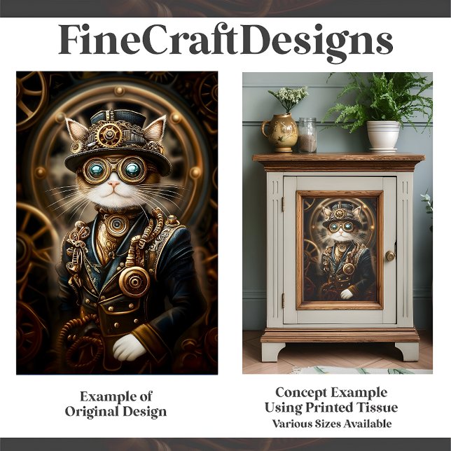 Papel De Seda Gato Steampunk em Uniforme Formal G4L Decoupage (Criador carregado)