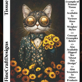 Papel De Seda Gato Steampunk, Terno Floral, Flores CY9R Decoupag