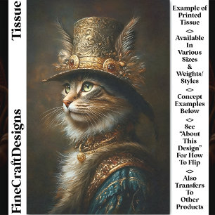 Papel De Seda Gato Steampunk Vitoriano Opulento Decoupage CS3