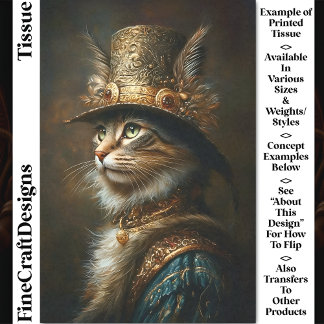 Papel De Seda Gato Steampunk Vitoriano Opulento Decoupage CS3