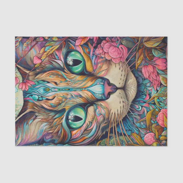 Papel De Seda Gato Tabby Abstrato Moderno (Frente )