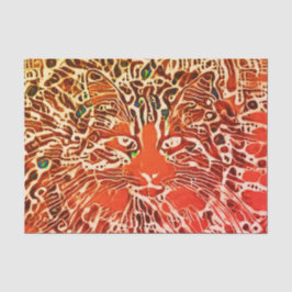 Papel De Seda Gato Tabby Abstrato Nativo Tribal Arte Laranja de 
